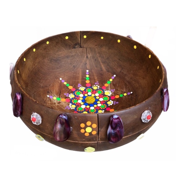 Robyn Lazare Creations Other - My Art!!! Upcyled Teak Bowl Stones Crystals Beads